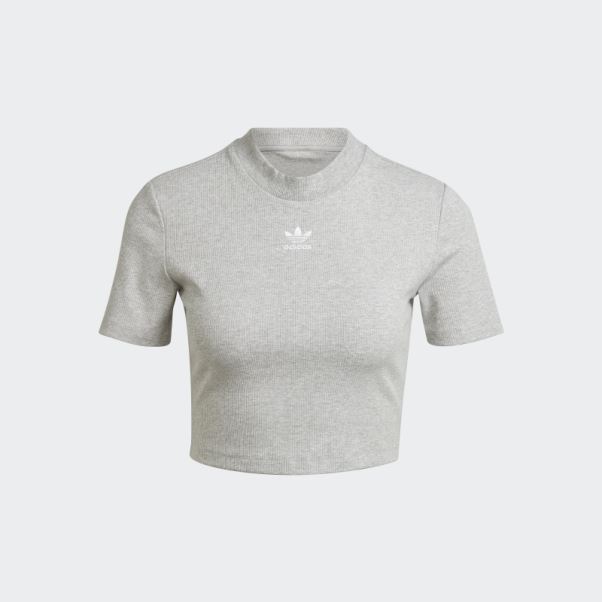 T-shirt Court Côtelé Adicolor Essentials Gris Moyen Adidas