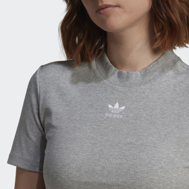 T-shirt Court Côtelé Adicolor Essentials Gris Moyen Adidas