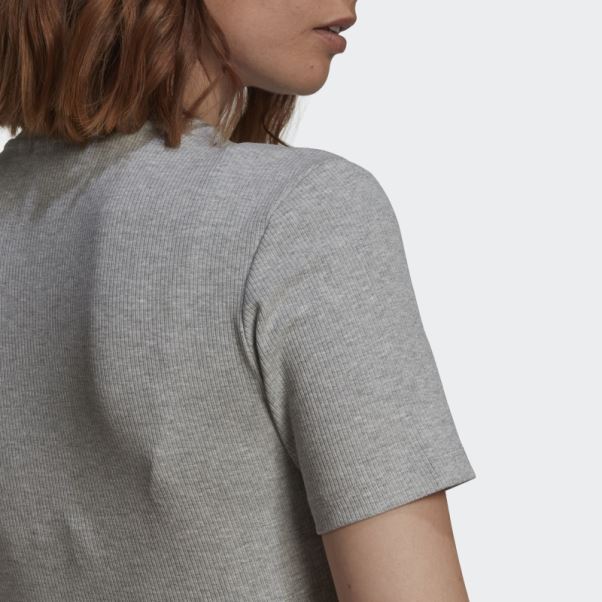 T-shirt Court Côtelé Adicolor Essentials Gris Moyen Adidas