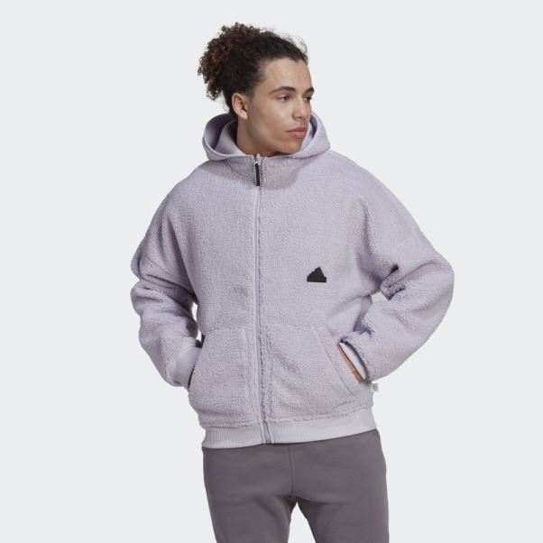 Sweat Adidas Polaire Entièrement Zippé Silver Dawn