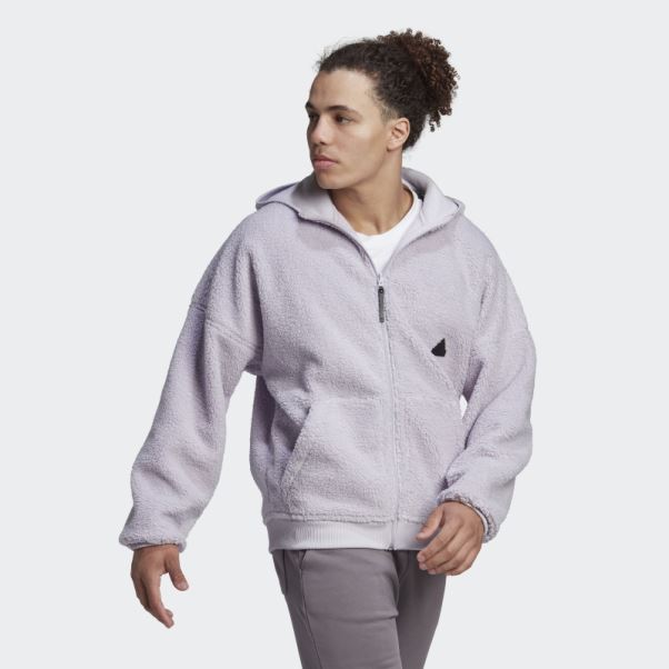 Sweat Adidas Polaire Entièrement Zippé Silver Dawn