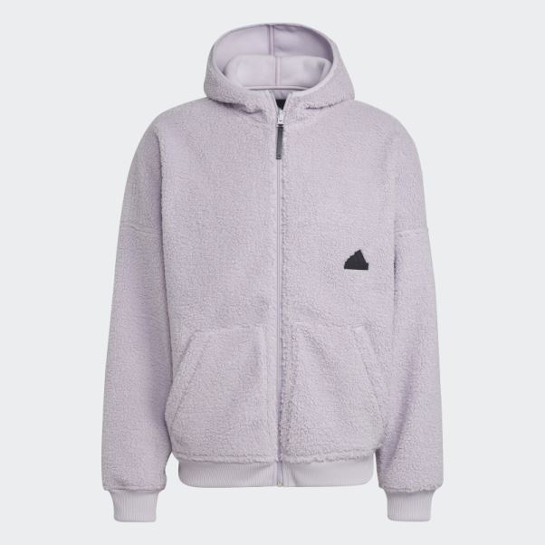 Sweat Adidas Polaire Entièrement Zippé Silver Dawn