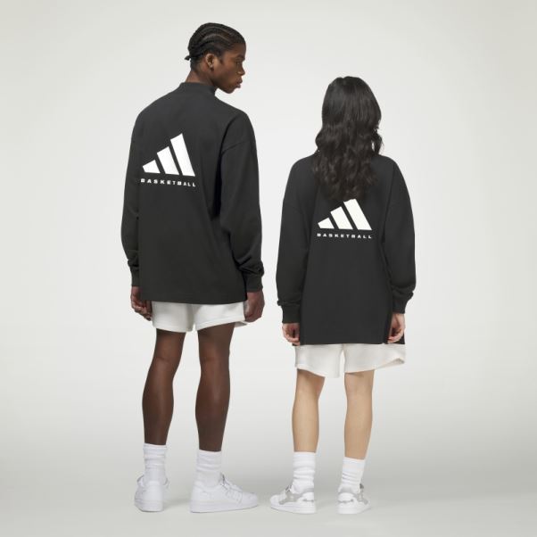 T-shirt De Basket-ball Adidas Noir à Manches Longues