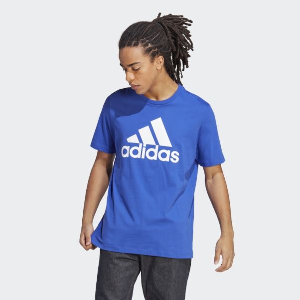 T-shirt Essentiel En Jersey Avec Gros Logo Bleu Adidas