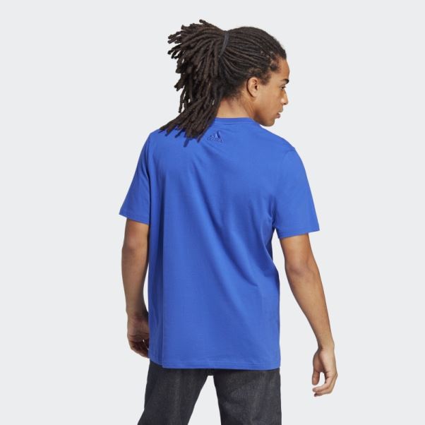 T-shirt Essentiel En Jersey Avec Gros Logo Bleu Adidas