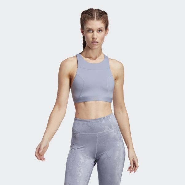Soutien-gorge De Course à Maintien Moyen Argenté Violet Adidas