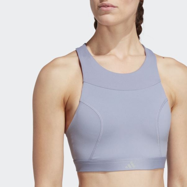 Soutien-gorge De Course à Maintien Moyen Argenté Violet Adidas