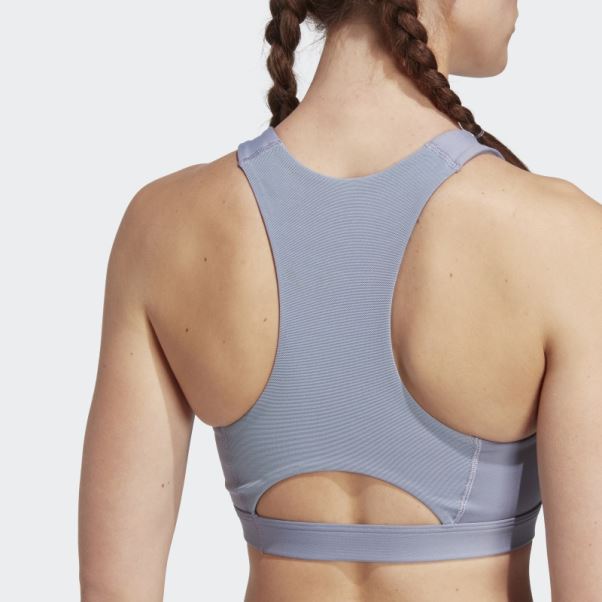 Soutien-gorge De Course à Maintien Moyen Argenté Violet Adidas