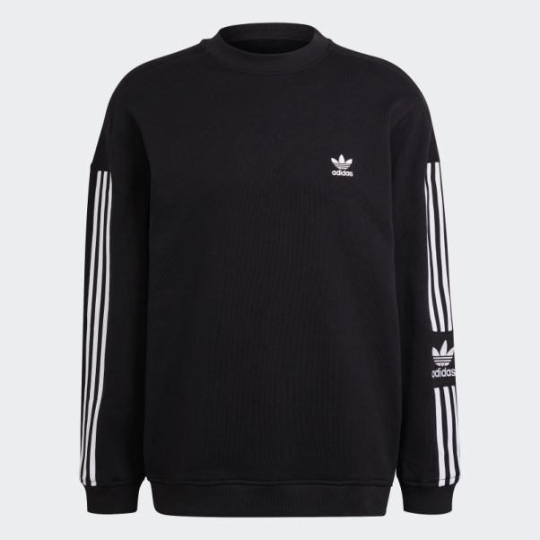 Sweat Adidas Noir Adicolor Classics Lock-up Trèfle Ras Du Cou