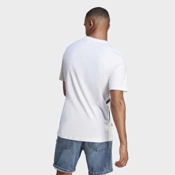 Tee Shirt Colour Block Blanc Adidas