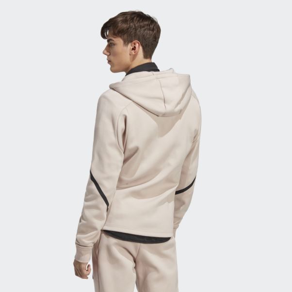 Sweat à Capuche Entièrement Zippé Conçu Pour Gameday Adidas Taupe