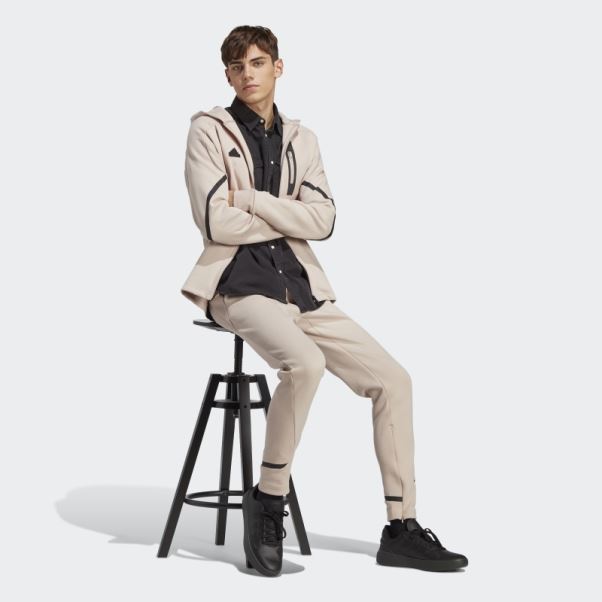 Sweat à Capuche Entièrement Zippé Conçu Pour Gameday Adidas Taupe