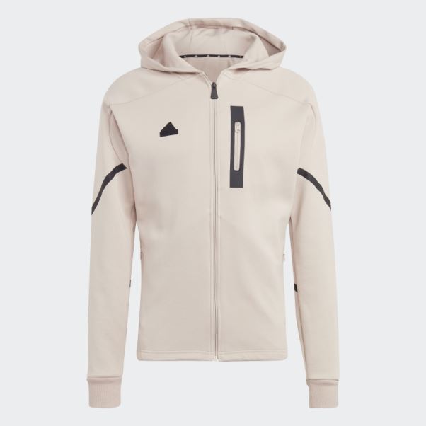 Sweat à Capuche Entièrement Zippé Conçu Pour Gameday Adidas Taupe