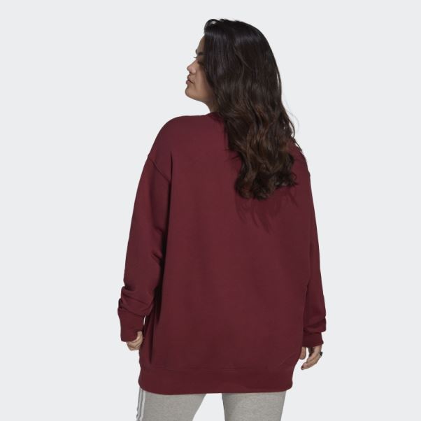 Sweat Adidas Trèfle Crew (taille Plus) Rouge