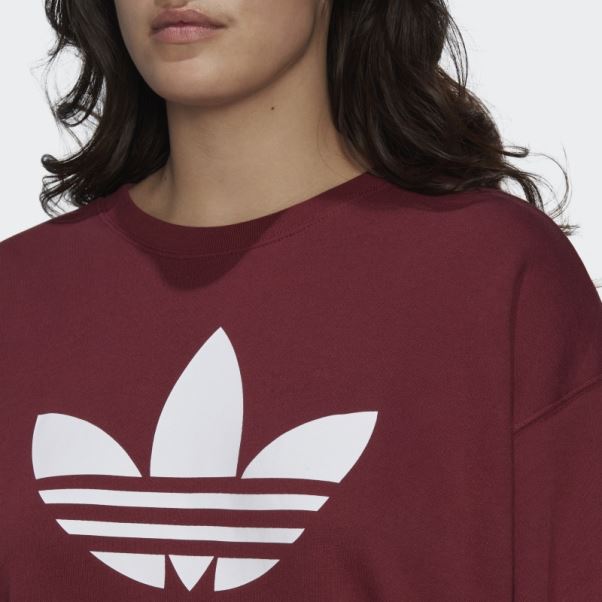Sweat Adidas Trèfle Crew (taille Plus) Rouge
