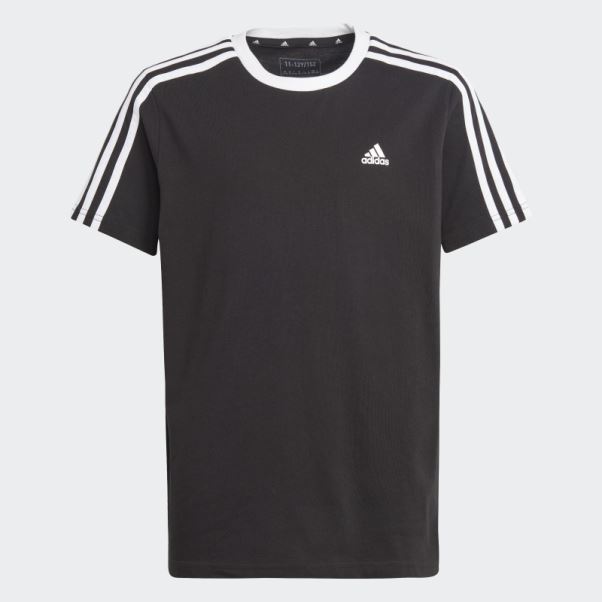 Adidas T-shirt Boyfriend Coupe Ample En Coton Noir à 3 Bandes Essentials