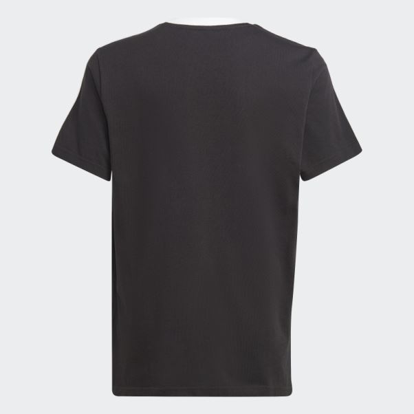 Adidas T-shirt Boyfriend Coupe Ample En Coton Noir à 3 Bandes Essentials