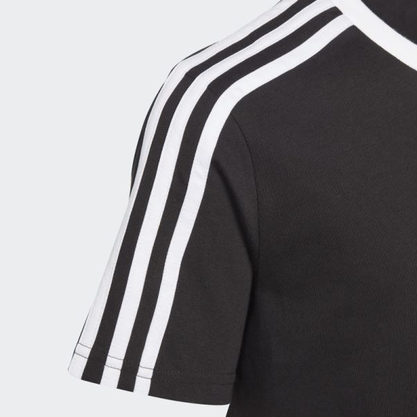 Adidas T-shirt Boyfriend Coupe Ample En Coton Noir à 3 Bandes Essentials