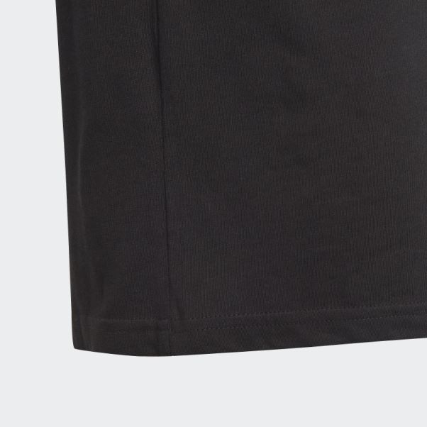 Adidas T-shirt Boyfriend Coupe Ample En Coton Noir à 3 Bandes Essentials