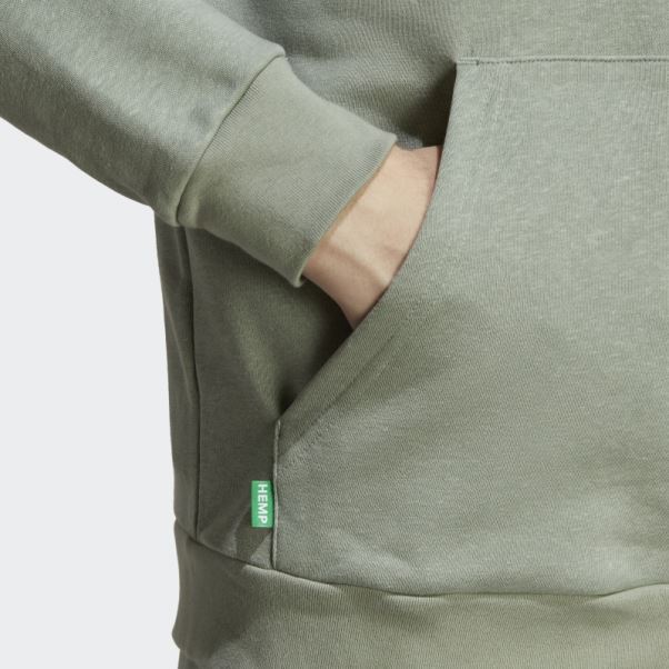 Sweat à Capuche Essentials+ Made With Hemp Vert Argent Adidas