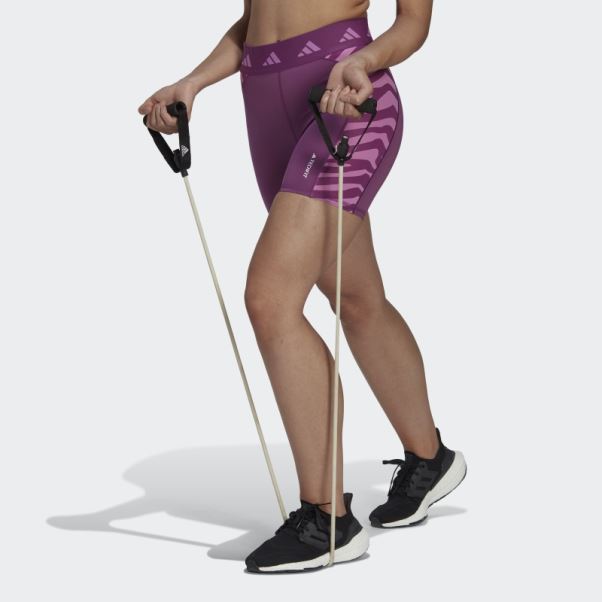 Leggings Courts Taille Haute Hyperglam Techfit Zebra Rich Mauve Adidas