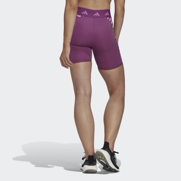 Leggings Courts Taille Haute Hyperglam Techfit Zebra Rich Mauve Adidas