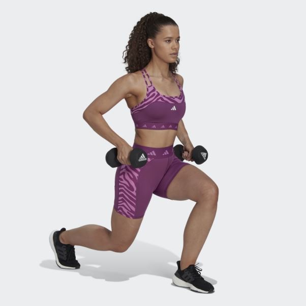 Leggings Courts Taille Haute Hyperglam Techfit Zebra Rich Mauve Adidas