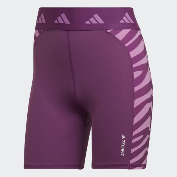 Leggings Courts Taille Haute Hyperglam Techfit Zebra Rich Mauve Adidas