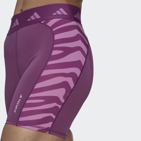 Leggings Courts Taille Haute Hyperglam Techfit Zebra Rich Mauve Adidas