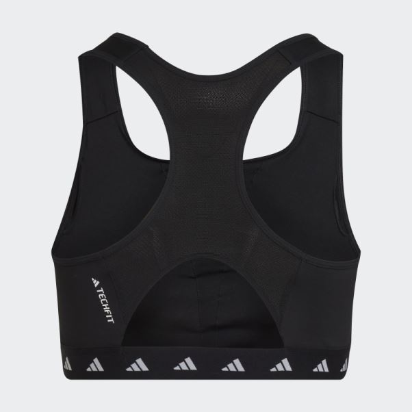 Soutien-gorge Techfit à Maintien Moyen Adidas Powerreact Training Noir (taille Plus)