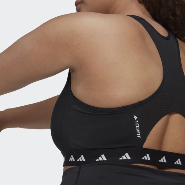 Soutien-gorge Techfit à Maintien Moyen Adidas Powerreact Training Noir (taille Plus)