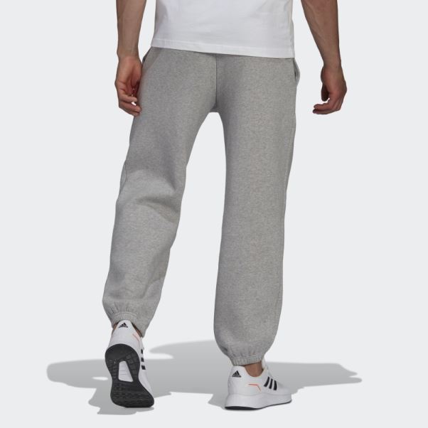 Pantalon De Survêtement Droit En Molleton De Coton Adidas Essentials Feelvivid Gris Moyen