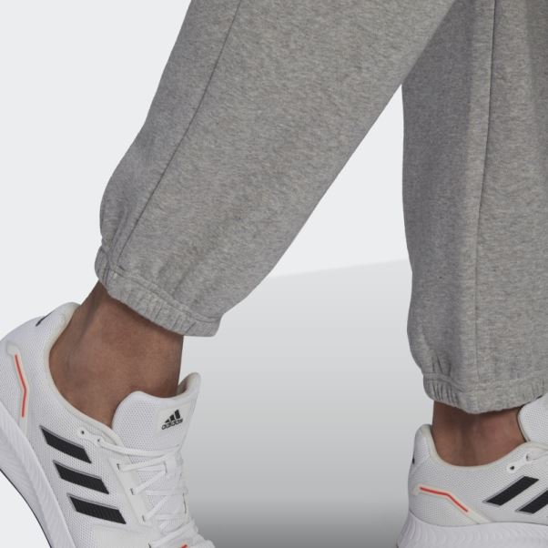Pantalon De Survêtement Droit En Molleton De Coton Adidas Essentials Feelvivid Gris Moyen