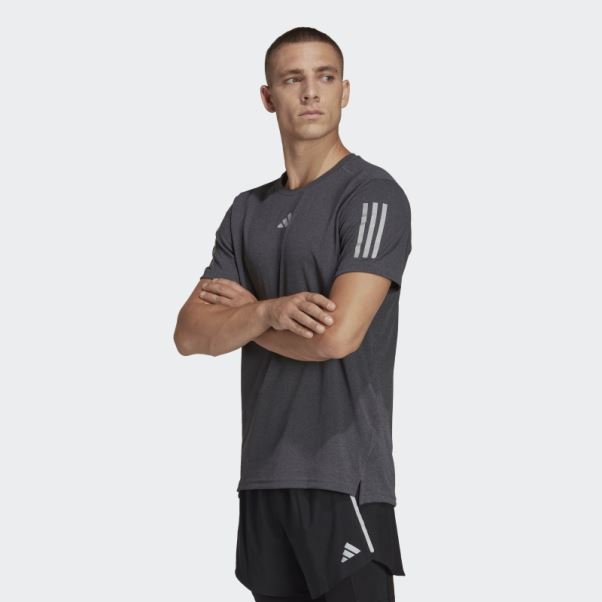 T-shirt Noir Chiné Adidas Own The Run Heather