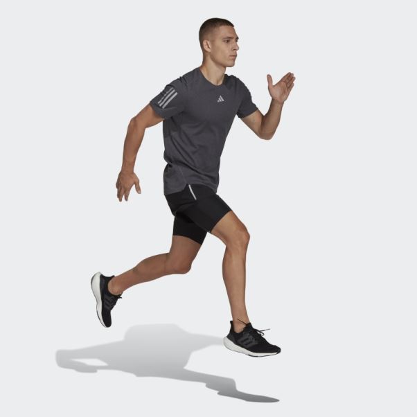 T-shirt Noir Chiné Adidas Own The Run Heather