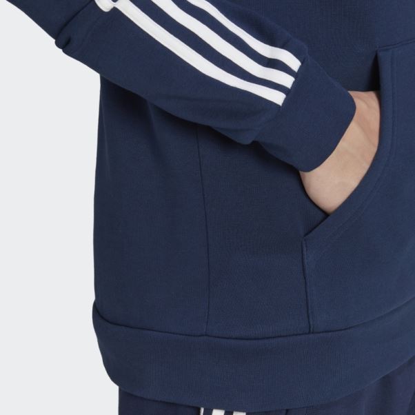 Sweat à Capuche Adidas Night Indigo Adicolor Classics 3 Bandes
