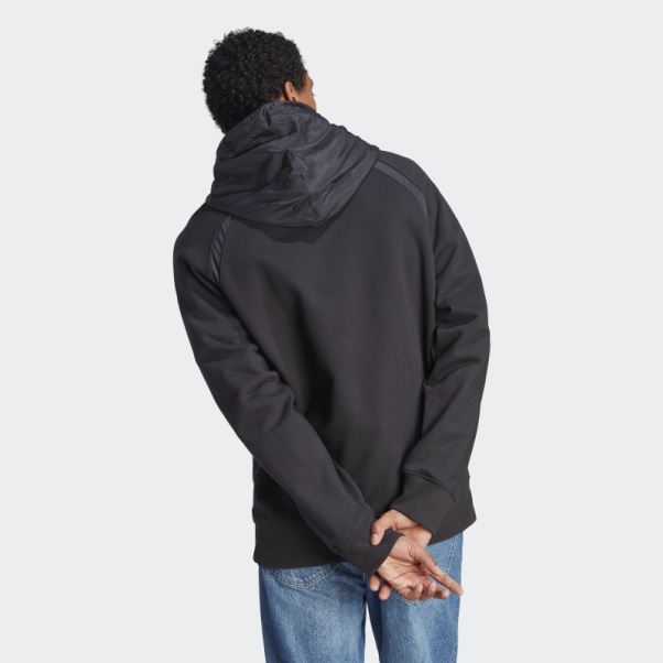 Sweat à Capuche En Nylon Froissé Premium Essentials Adidas Noir