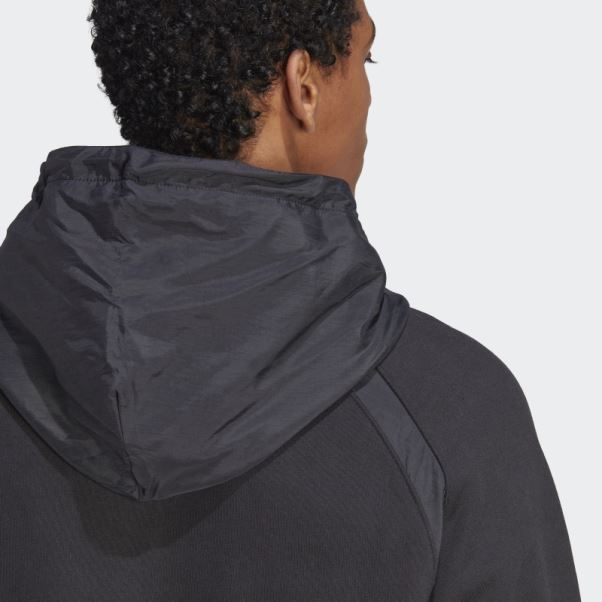 Sweat à Capuche En Nylon Froissé Premium Essentials Adidas Noir