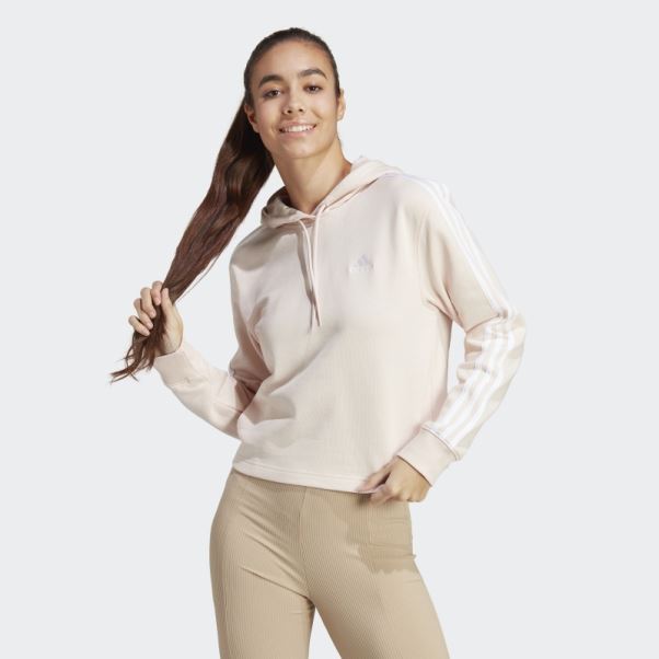 Sweat à Capuche Court Adidas Essentials 3-stripes Quartz