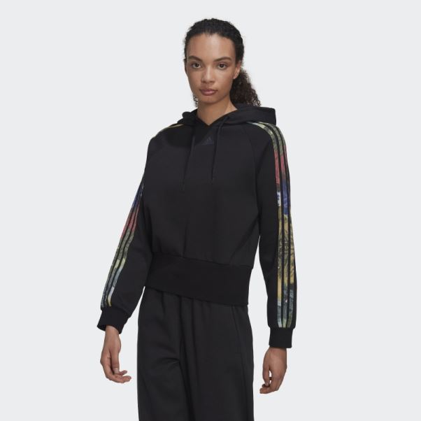 Sweat à Capuche Imprimé Allover Noir Adidas