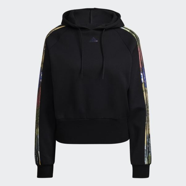 Sweat à Capuche Imprimé Allover Noir Adidas