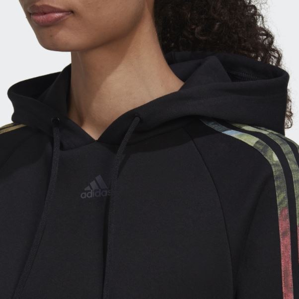 Sweat à Capuche Imprimé Allover Noir Adidas