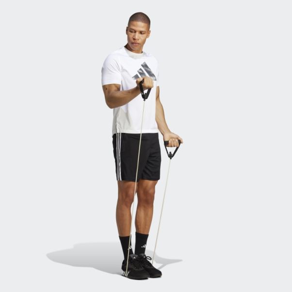 Short D'entraînement à 3 Bandes En Piqué Train Essentials Adidas Noir