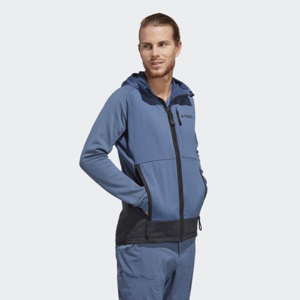 Veste Polaire De Randonnée à Capuche Adidas Steel Terrex Tech Flooce