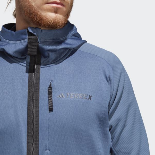 Veste Polaire De Randonnée à Capuche Adidas Steel Terrex Tech Flooce