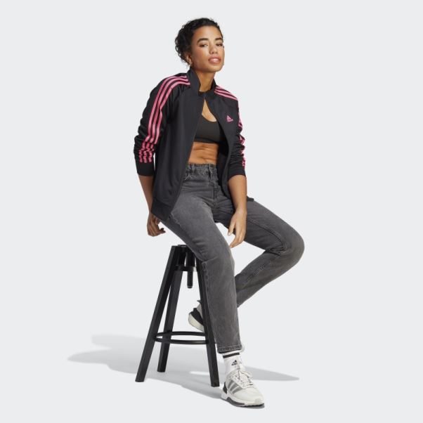 Adidas Primegreen Essentials Warm-up Slim 3-stripes Veste De Survêtement Magenta