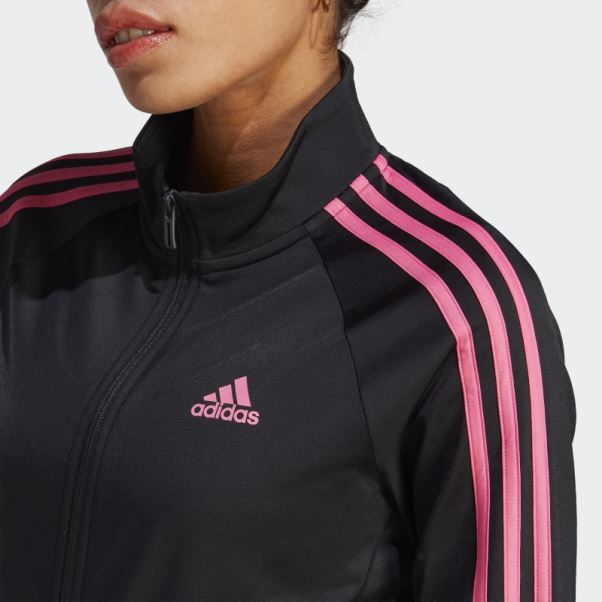 Adidas Primegreen Essentials Warm-up Slim 3-stripes Veste De Survêtement Magenta