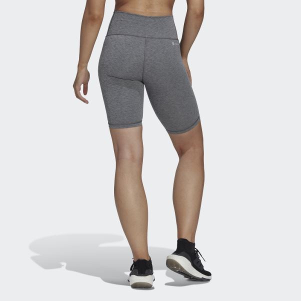 Adidas Leggings Gris Foncé Chiné Optime Trainicons 3-stripes Bike Short Leggings