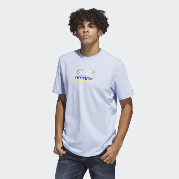 T-shirt Graphique à Manches Courtes Linear Beach-bit Adidas Bleu Aube