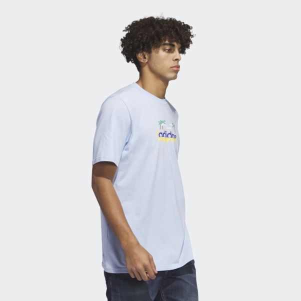 T-shirt Graphique à Manches Courtes Linear Beach-bit Adidas Bleu Aube